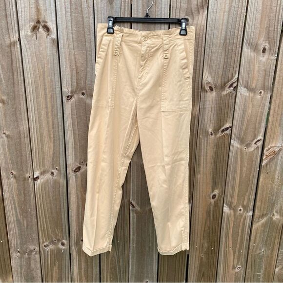 Topshop Lightweight Khaki Tapered Pants - Picture 1 of 6
